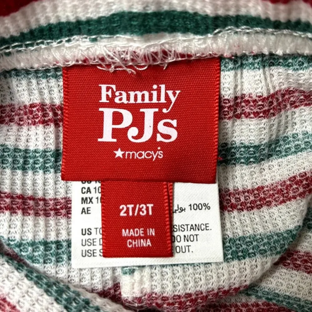 Christmas Candy Stripe Toddler 2T-3T Baby Thermal Henley Pajama Unisex NWT